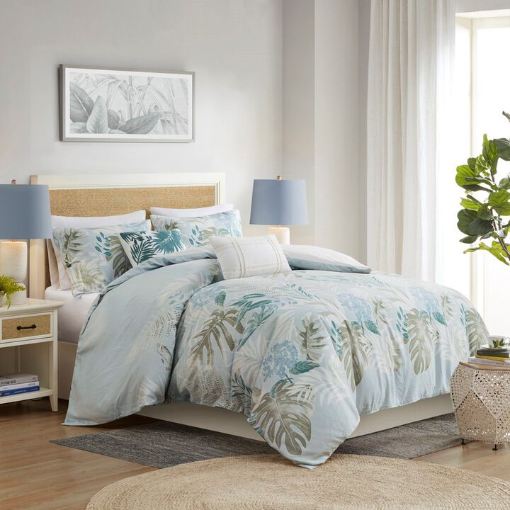 Gracie Mills Romero Coastal Haven 5-Piece Cotton Duvet Cover Set