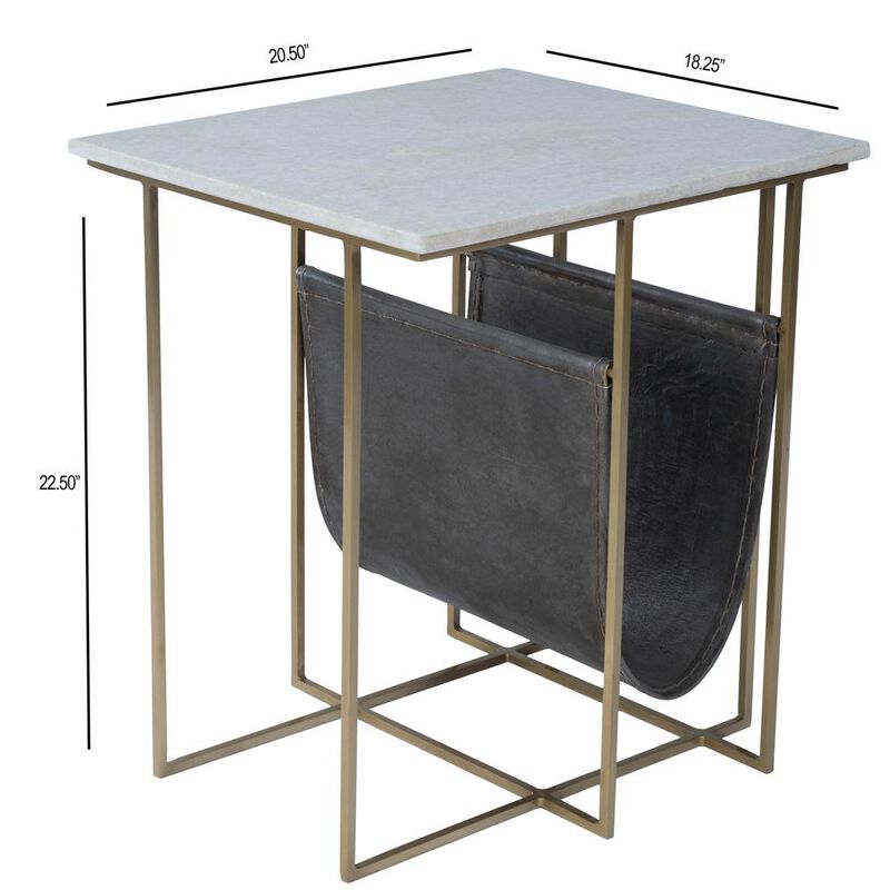 Modern Marble and Leather Magazine Table, Belen Kox