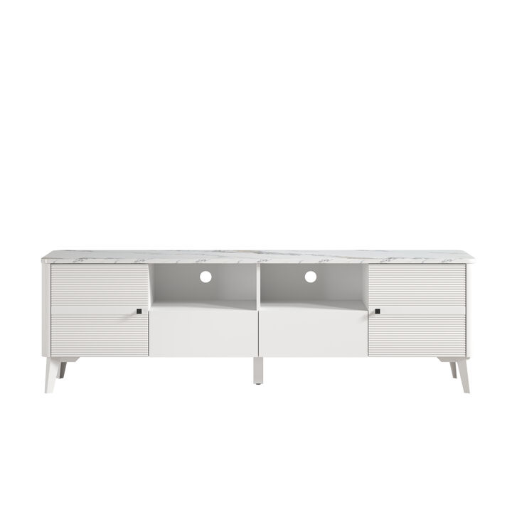 FESTIVO Stylish 70-Inch TV Stand with Marble-Printed Top