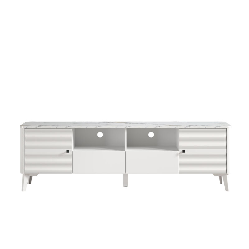 FESTIVO Stylish 70-Inch TV Stand with Marble-Printed Top