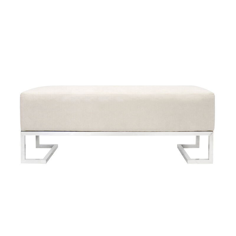 Pasargad Home Luxe Upholstered Bench, Ivory