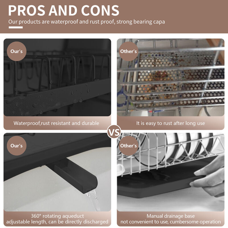 2 Tier Dish Drying Rack Over Sink Steel Kitchen Holder Drain Board Set Metal
