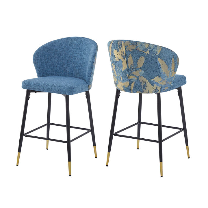 Merax Counter Height Jacquard Upholstered Bar Stools Set of 2