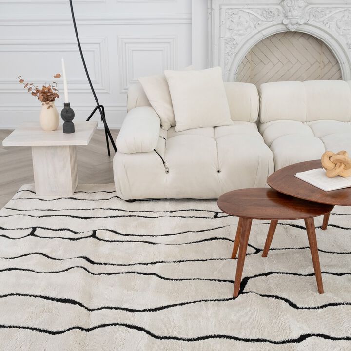 Domus Abstract Modern Cream Black Indoor Area Rug