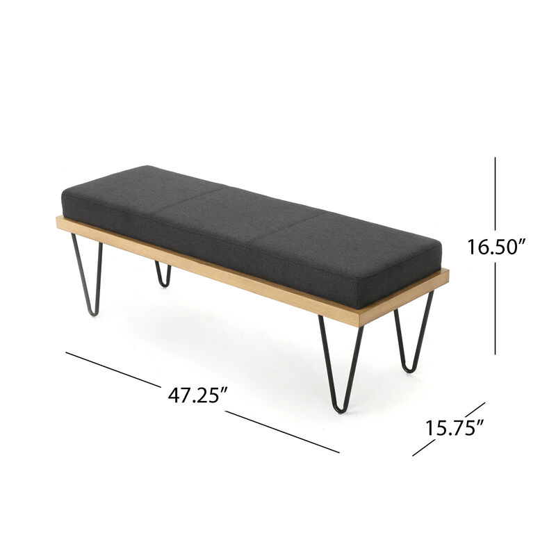Mid-Century Modern Storage Bench with Hairpin Legs