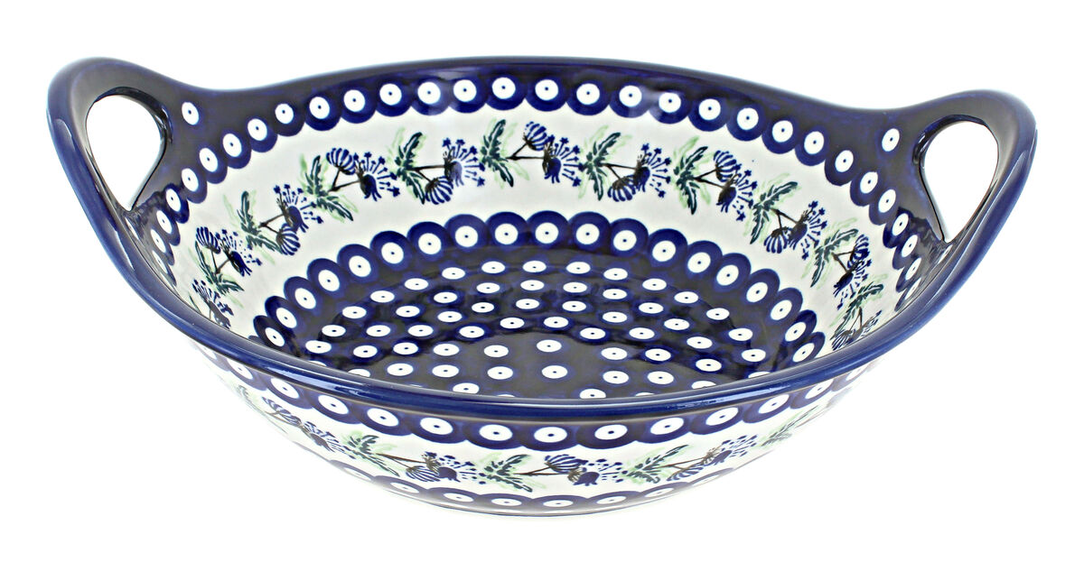 Blue Rose Polish Pottery Kalina Medium Bowl with Handles