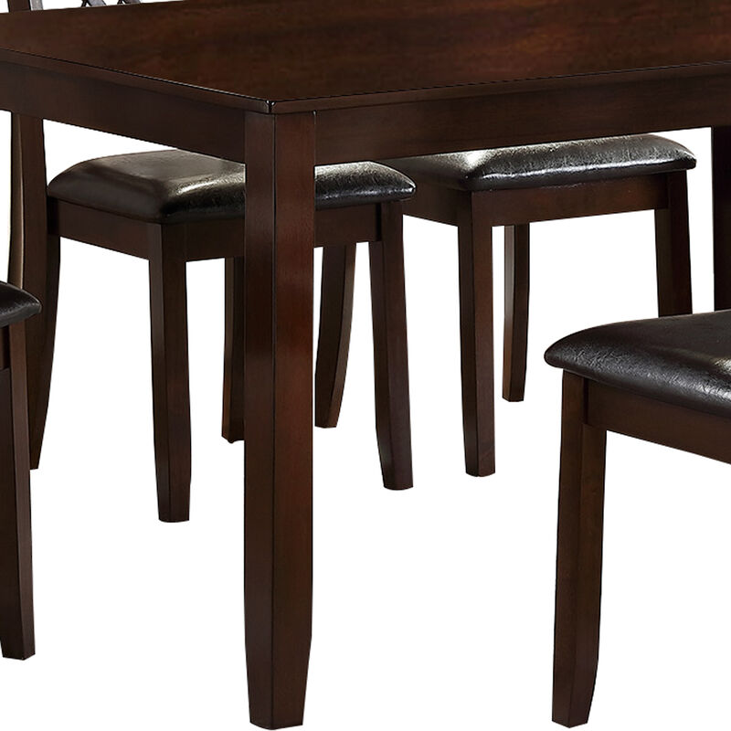 Wooden Dining Set with Chamfered Feet and Cushioned Seat Chairs, Brown - Benzara