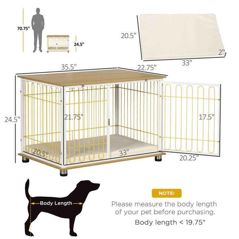 Oak Dog Furniture: 2-in-1 Crate End Table with Washable Cushion