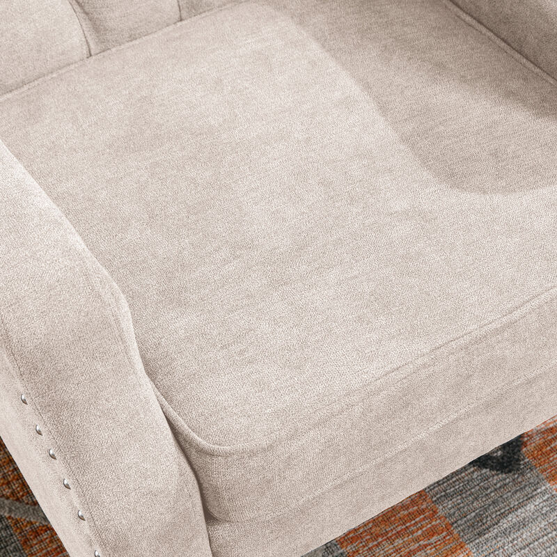Merax Button Tufted Linen Upholstered Accent Chair