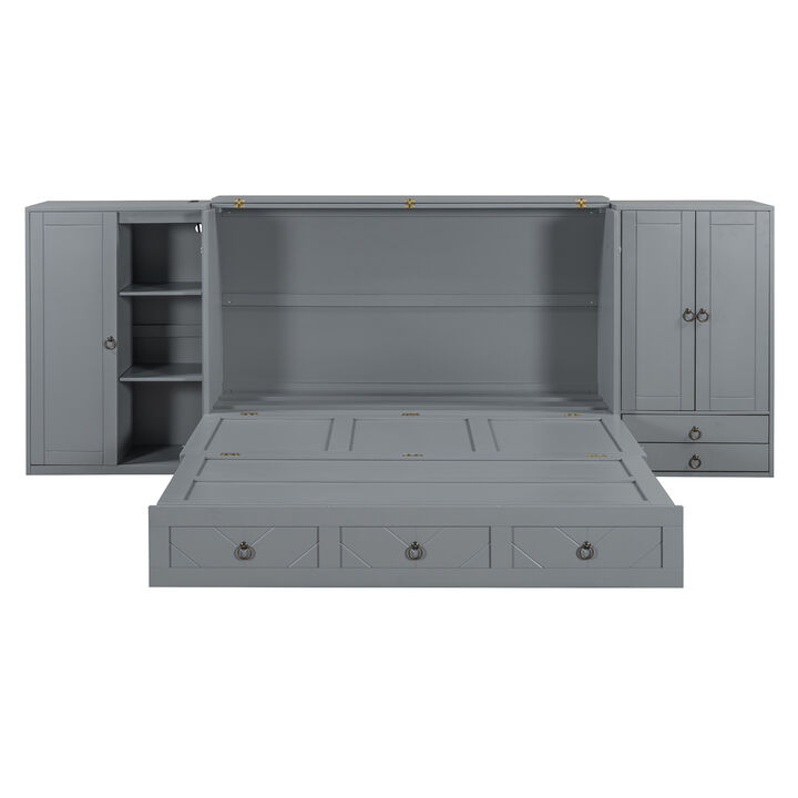 Merax Murphy Bed with USB Port and Wardrobe