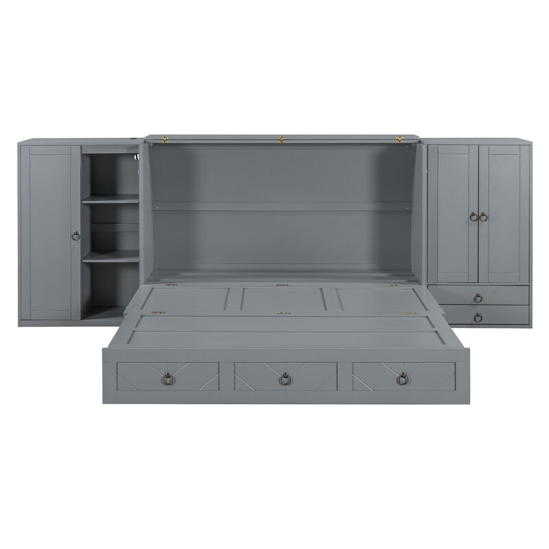 Merax Murphy Bed with USB Port and Wardrobe