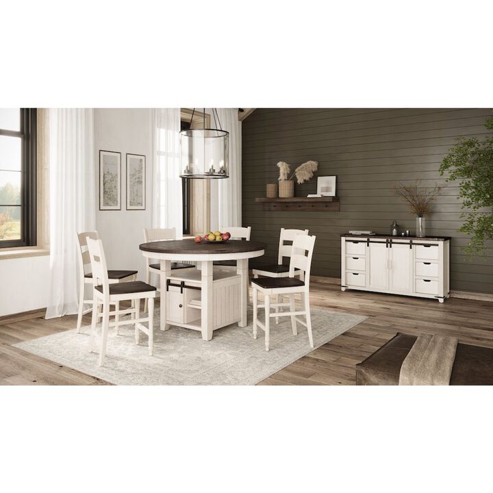 Jofran Seven Piece Reclaimed Solid Wood Counter Height Round Dining Set