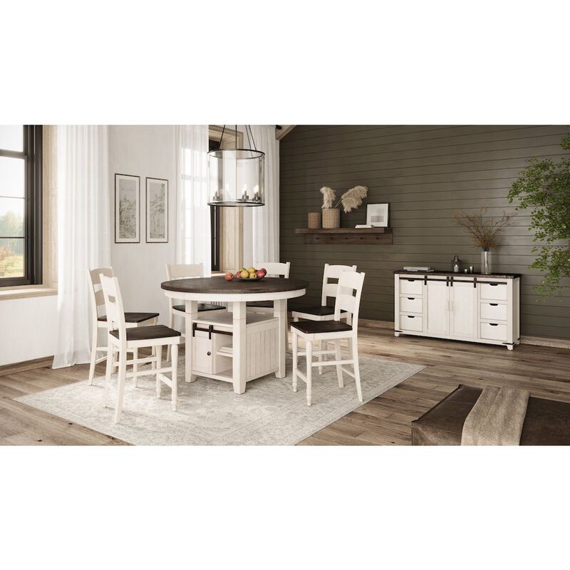 Jofran Seven Piece Reclaimed Solid Wood Counter Height Round Dining Set