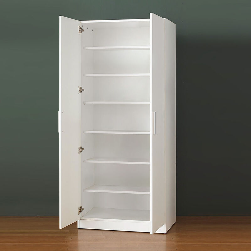 Mia Tall Shoe Cabinet with Seven Shelves in White