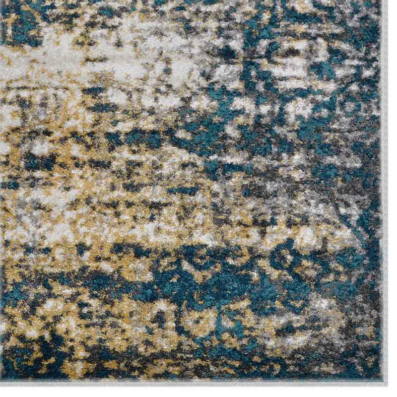 RUGSOTIC CARPETS MACHINE MADE HEATSET POLYPROPYLENE AREA RUGS  - 6'7''x9', Rectangle Shape, Ivory Blue Color, Abstract Modern Design, Midium Pile Machine Made Area Rugs (MX0006)