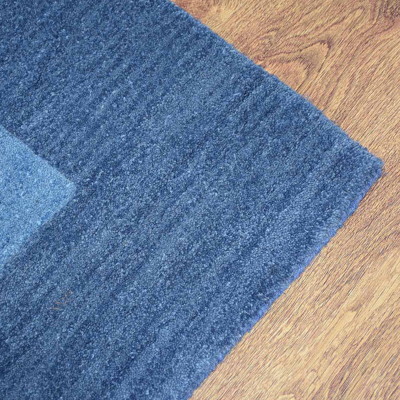 RUGSOTIC CARPETS HAND TUFTED WOOL ECO-FRIENDLY AREA RUGS  - 8'x11', Rectangle Shape, Blue, Contemporary Modern Design, High Pile Thick Handmade Area Rugs for Living Room, Bed Room (K00201)