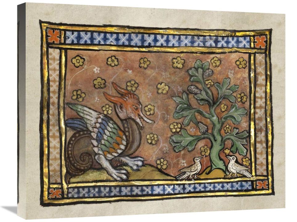 A Dragon Charging Two Doves (detail)-Canvas Art-28x22