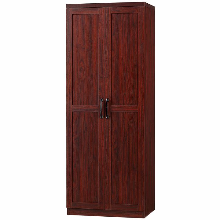 63" Espresso Pantry Cupboard: 5-Tier, 2 Adjustable Shelves, Anti-Tip