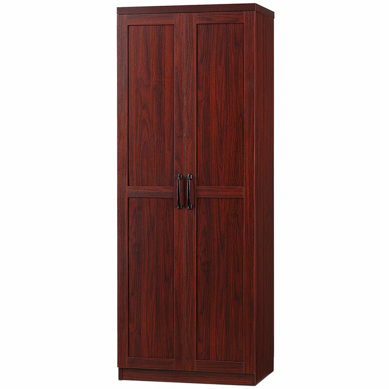63" Espresso Pantry Cupboard: 5-Tier, 2 Adjustable Shelves, Anti-Tip
