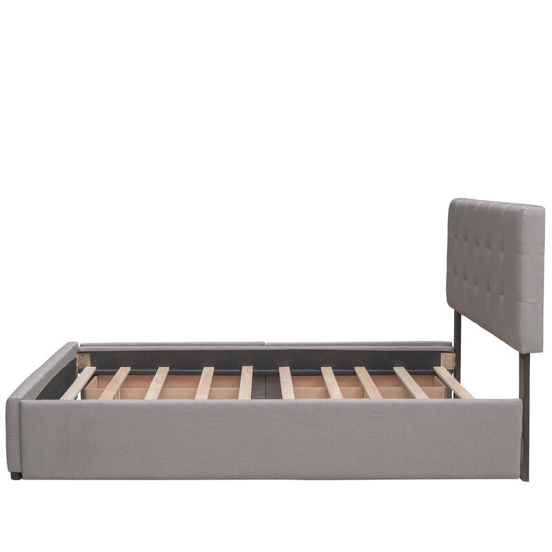 Merax Upholstered Platform Bed with 2 Drawers and 1 Twin XL Trundle