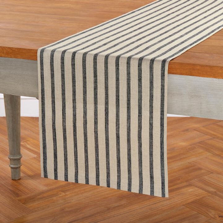 Solino Home 100% Pure Linen Table Runner | Madison Stripe
