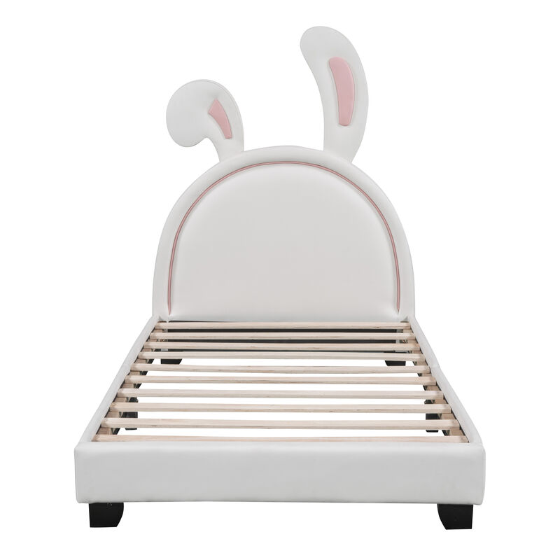 Merax Rabbit Upholstered Leather Platform Bed