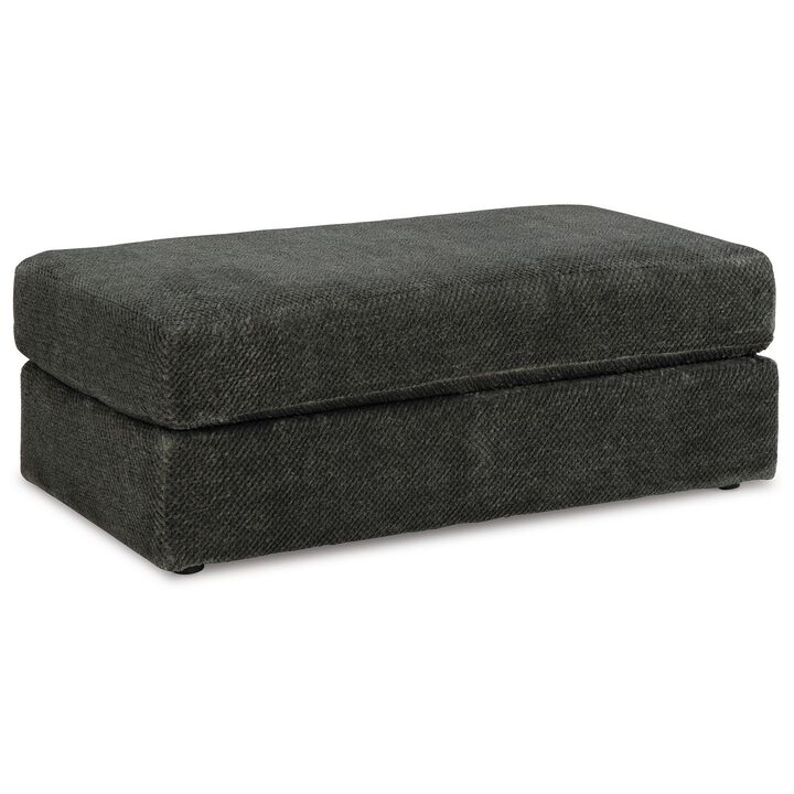 Henly 49 Inch Accent Ottoman, Oversized, Non Skid Legs, Gray Polyester - Benzara