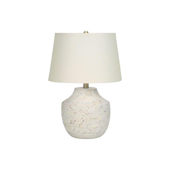 Monarch Specialties 9730 - Lighting, 20"H, Table Lamp, Cream Concrete, Ivory / Cream Shade, Modern