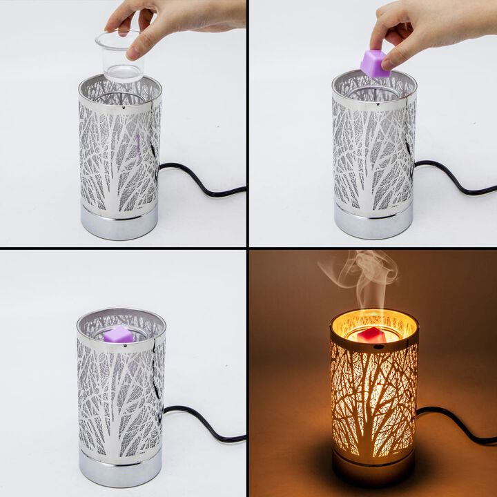 7" Touch lamp/Oil burner/Wax warmer-White Flower