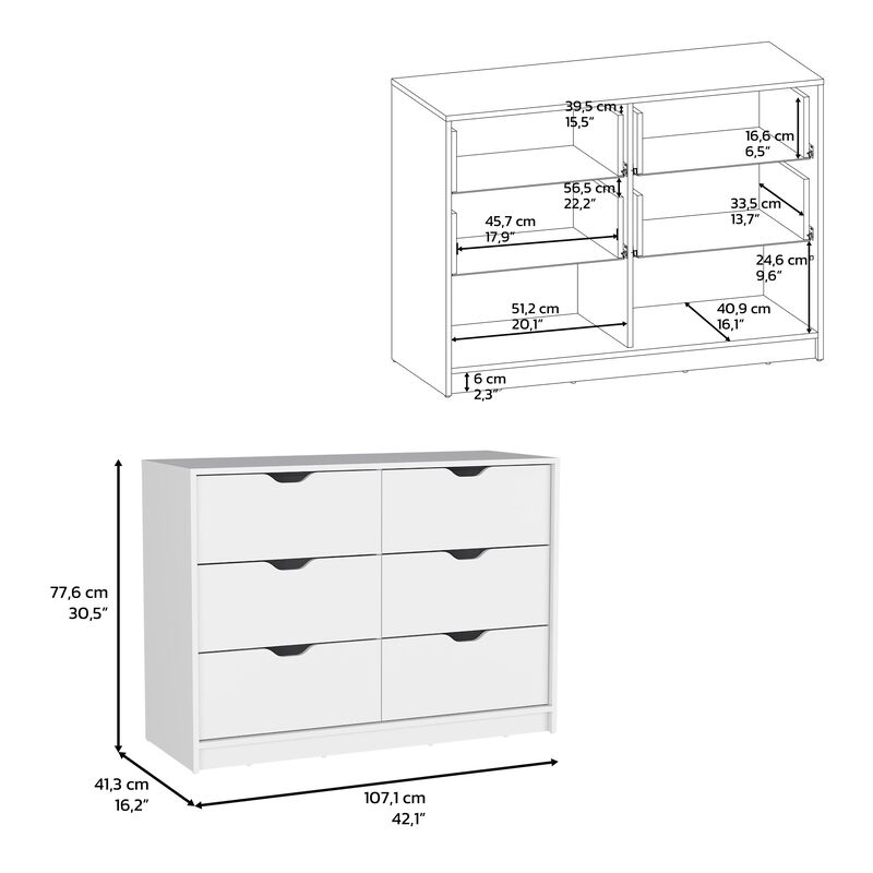 DEPOT E-SHOP Houma 4 Drawer Dresser with 2 Lower Cabinets, Drawer Chest