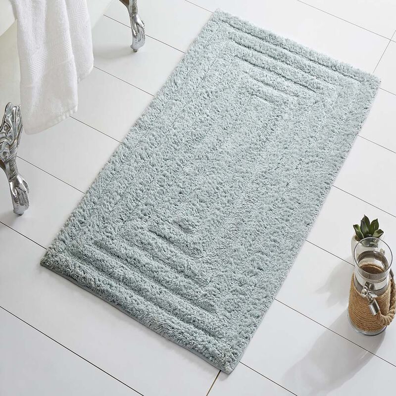 Knightsbridge Stylish And Comfortable All Season Traditional Racetrack Design Cotton Bath Rug 17" X 24" Light Blue