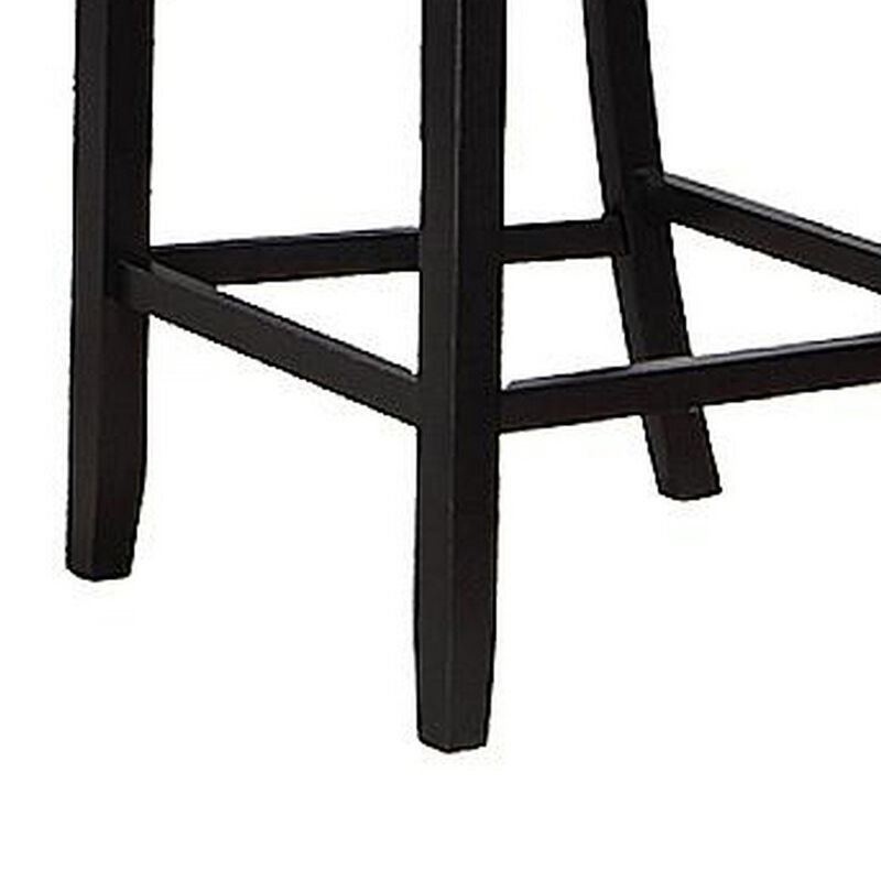 Sie 24 Inch Counter Height Chair, Nailhead Trim, Gray Fabric, Black Wood - Benzara
