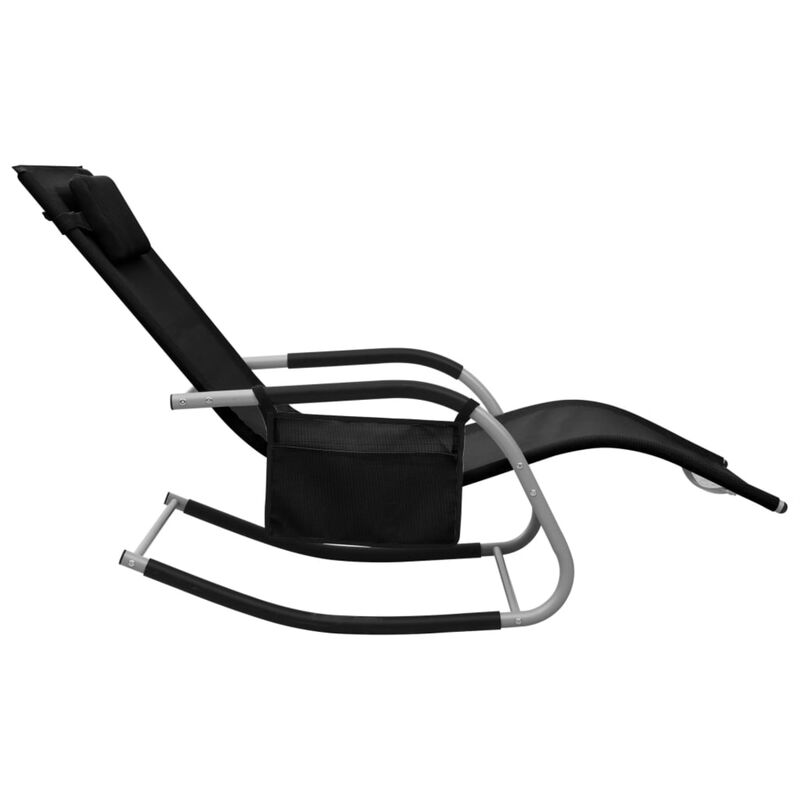 vidaXL Sun Lounger Textilene Black and Gray