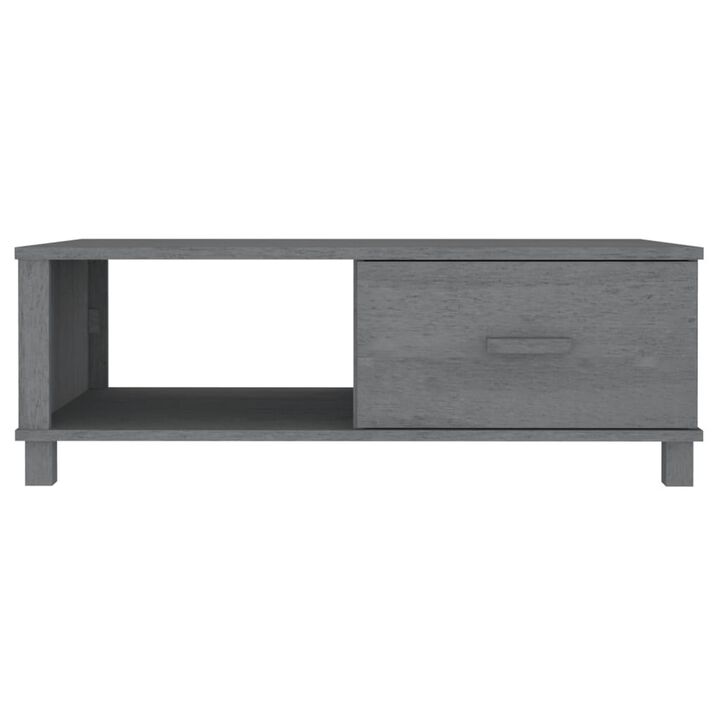 Coffee Table, 39 Inch, Rectangular Top, Solid Pine Wood, Dark Gray - Benzara