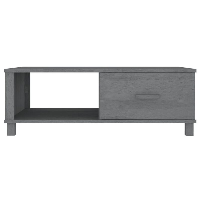 Coffee Table, 39 Inch, Rectangular Top, Solid Pine Wood, Dark Gray - Benzara