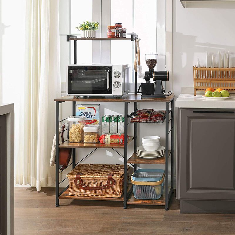 Baker’s Rack with Shelves, Kitchen Shelf with Wire Basket