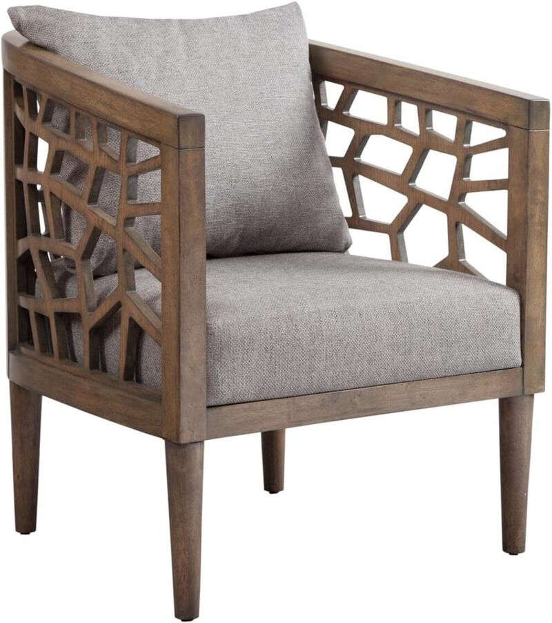 Belen Kox Cracked Ice Pattern Accent Chair in Light Grey , Belen Kox