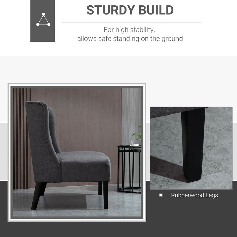 Gray Classic Loveseat: Linen Wingback with Button Tufting