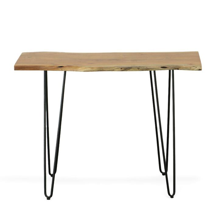 Carolina Living Seti Live Edge Console Table - Natural Top - Black Base