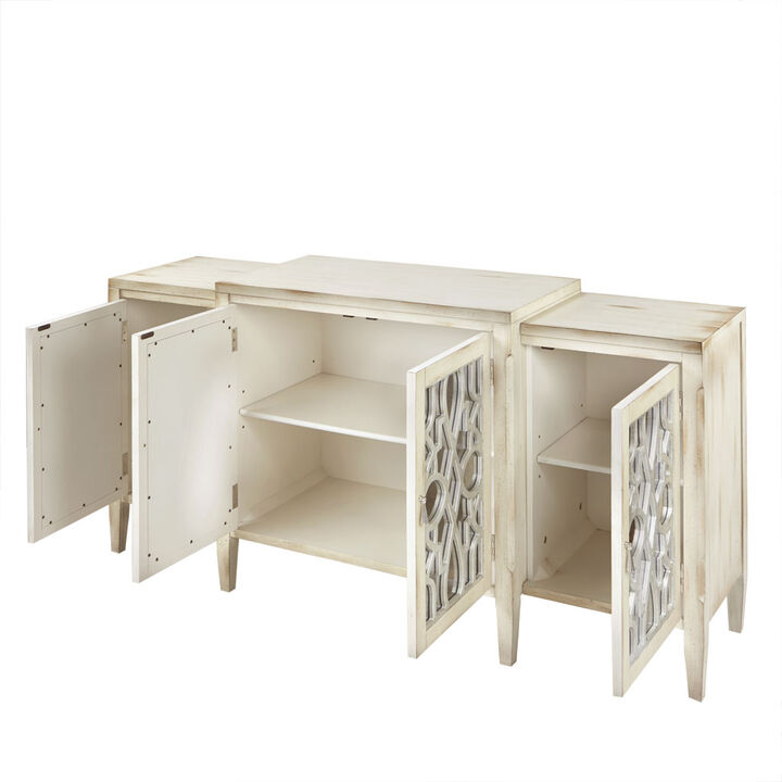 Gracie Mills Lyda Antique White and Silver Leaf Wood Buffet