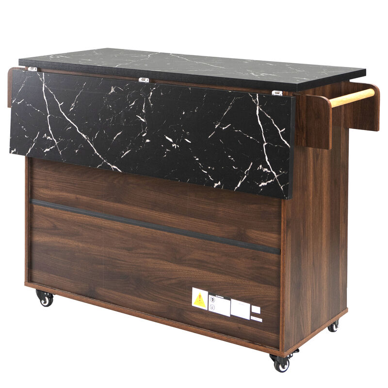 Merax Rolling Kitchen Island on Wheels with Adjustable Shelf