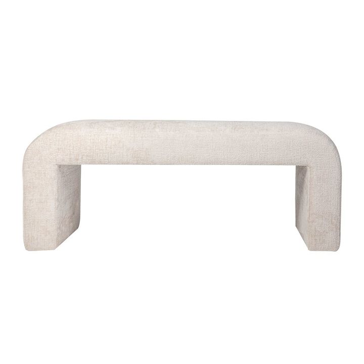 Jofran Sophia Modern Luxury Curved Upholstered Waterfall Jacquard Bench - Small