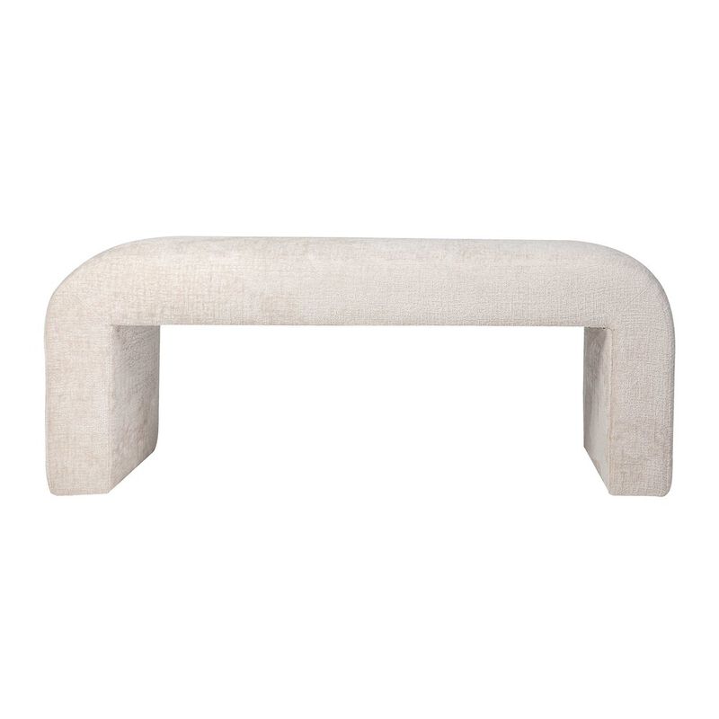 Jofran Sophia Modern Luxury Curved Upholstered Waterfall Jacquard Bench - Small