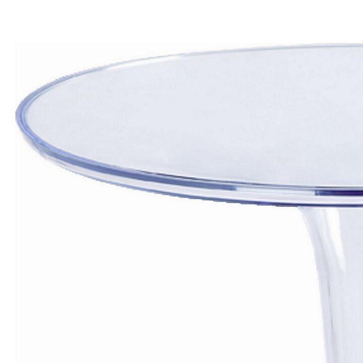 20 Inch Modern Side Accent Table, Clear Round Tabletop and Tapered Base-Benzara