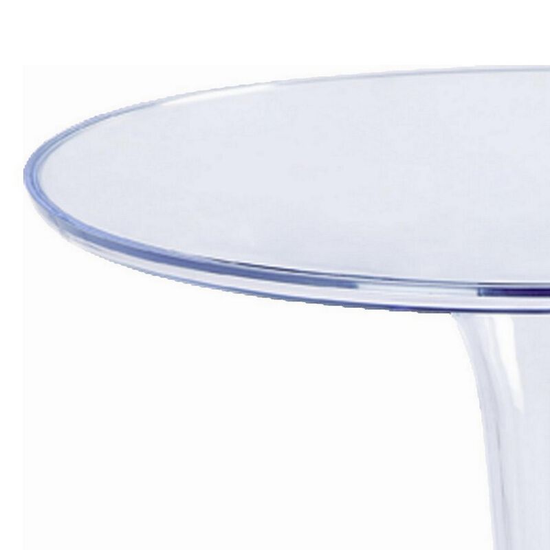 20 Inch Modern Side Accent Table, Clear Round Tabletop and Tapered Base-Benzara