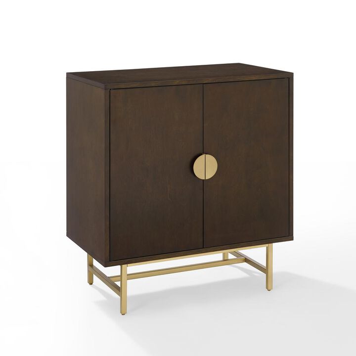 Crosley Furniture Blair Bar Cabinet Dark Brown/Gold