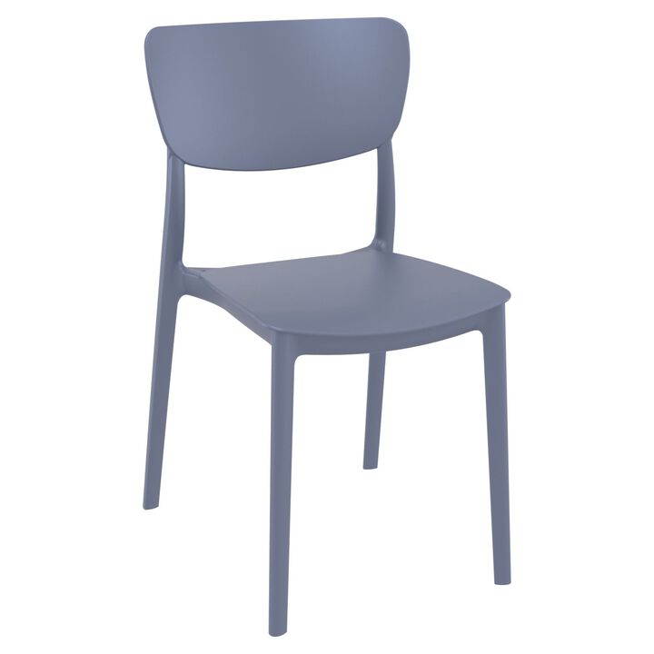 33" White Solid Stackable Patio Dining Chair