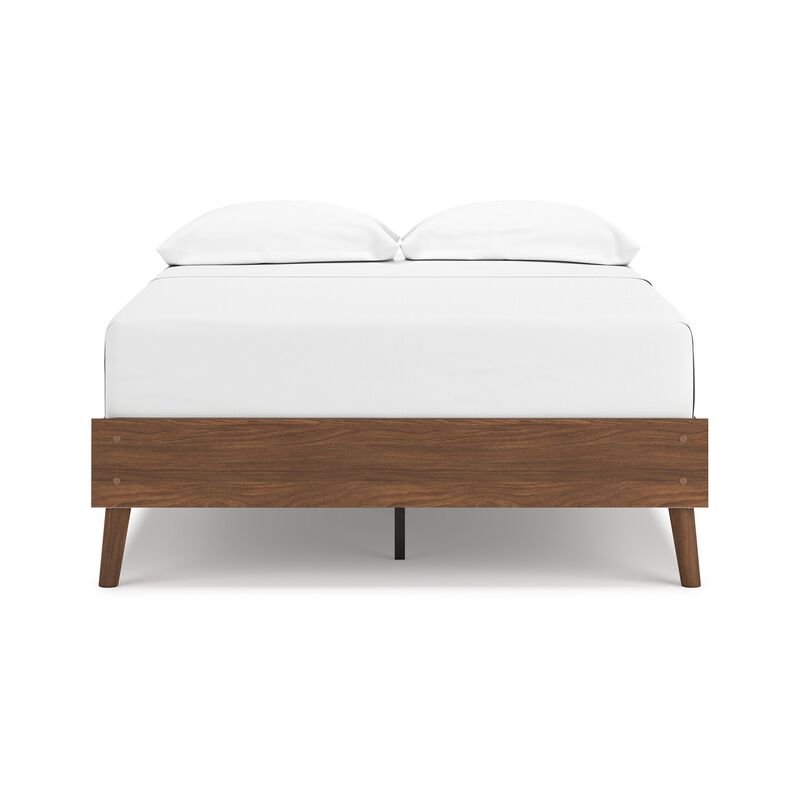 Forni Full Size Platform Bed, Dark Brown Wood, Sleek Splayed Legs - Benzara