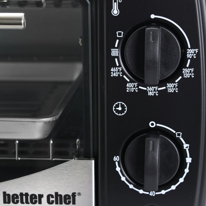 Better Chef 9 Liter Toaster Oven Broiler- Black With Stainless Steel Front