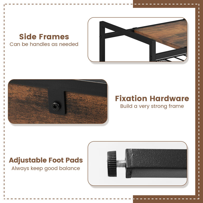 Industrial Entryway Table with Removable Panel and Mesh Shelf
